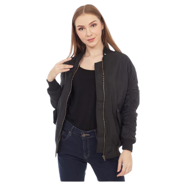 Cottonology Jaket Bomber Wanita Hitam 1